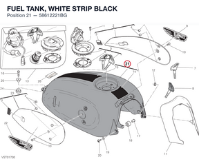 FUEL TANK, WHITE STRIP BLACK 58612221BG diagram position