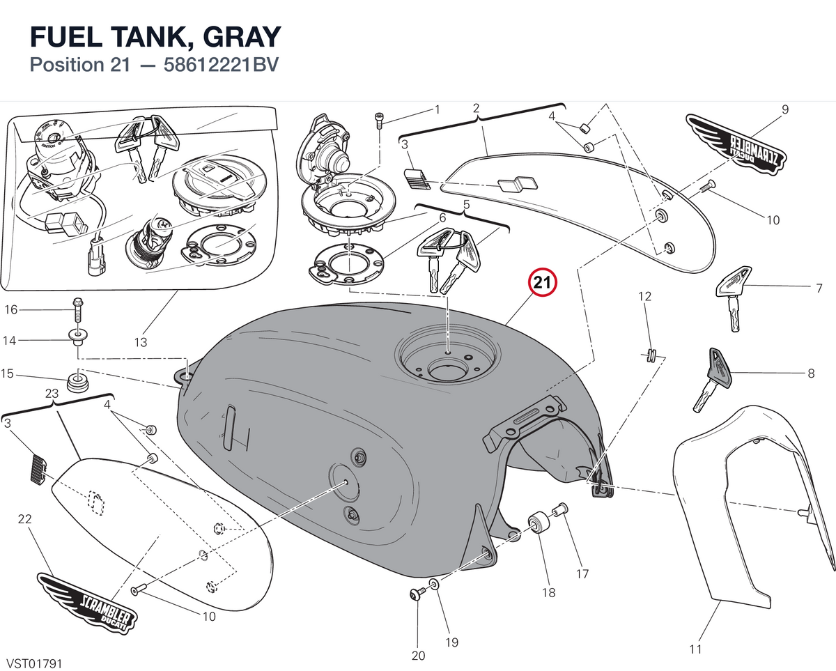 FUEL TANK, GRAY 58612221BV diagram position