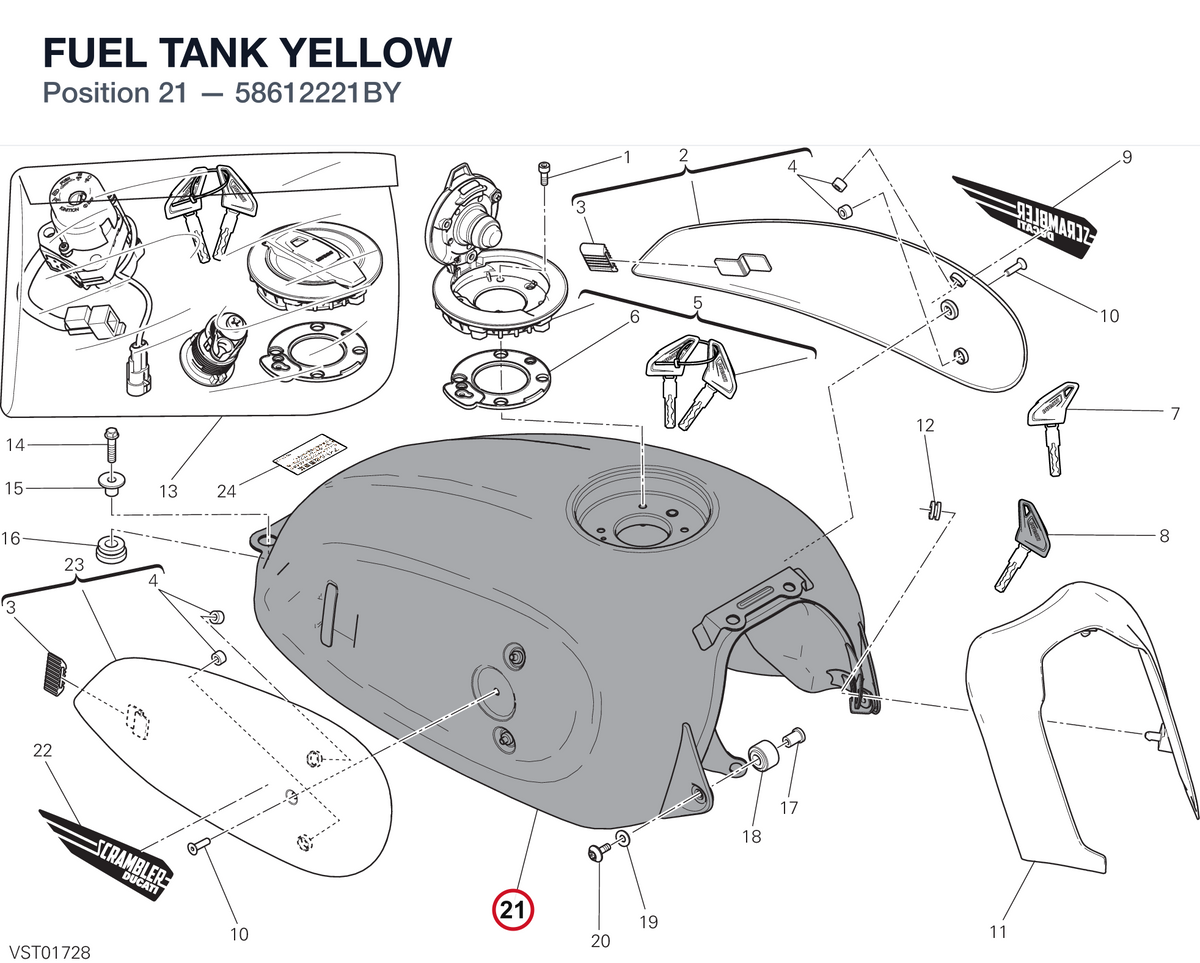 FUEL TANK YELLOW 58612221BY diagram position
