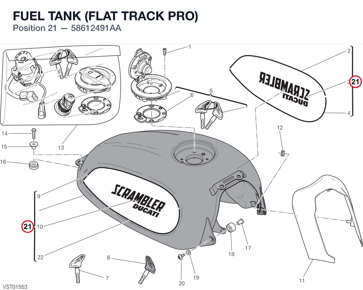 FUEL TANK (FLAT TRACK PRO) 58612491AA diagram position