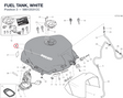 FUEL TANK, WHITE 58612531CC diagram position