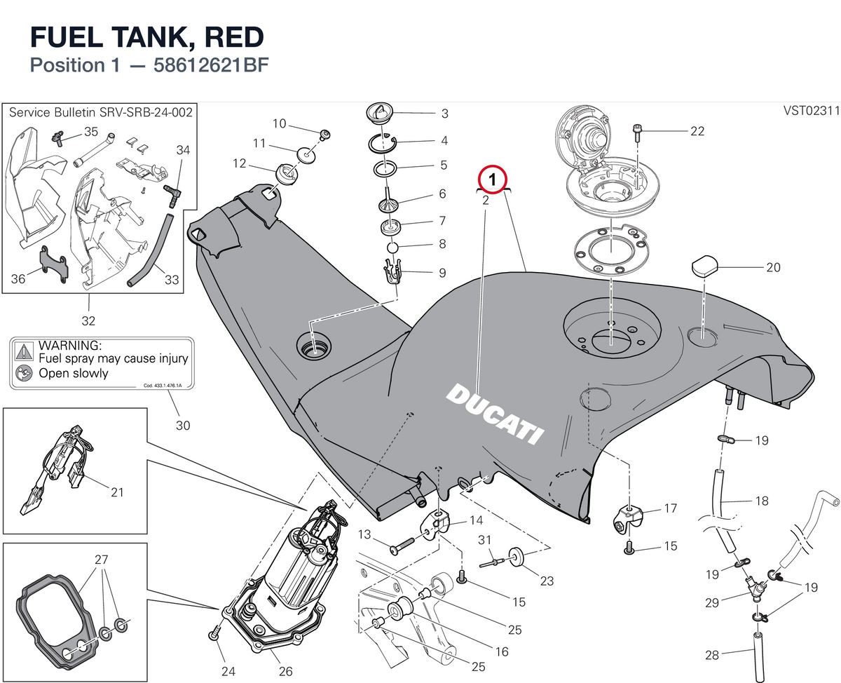 FUEL TANK, RED 58612621BF diagram position