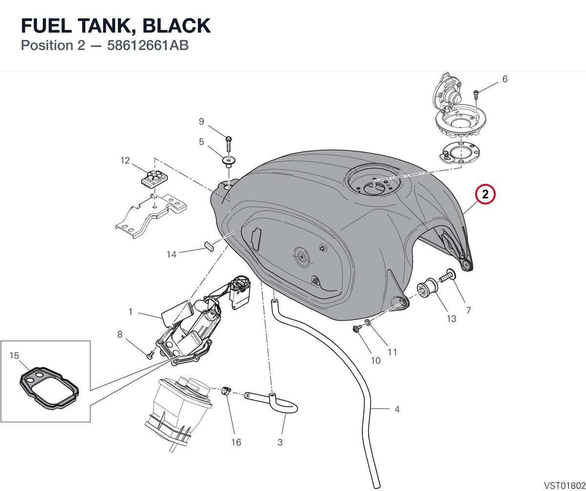 FUEL TANK, BLACK 58612661AB diagram position