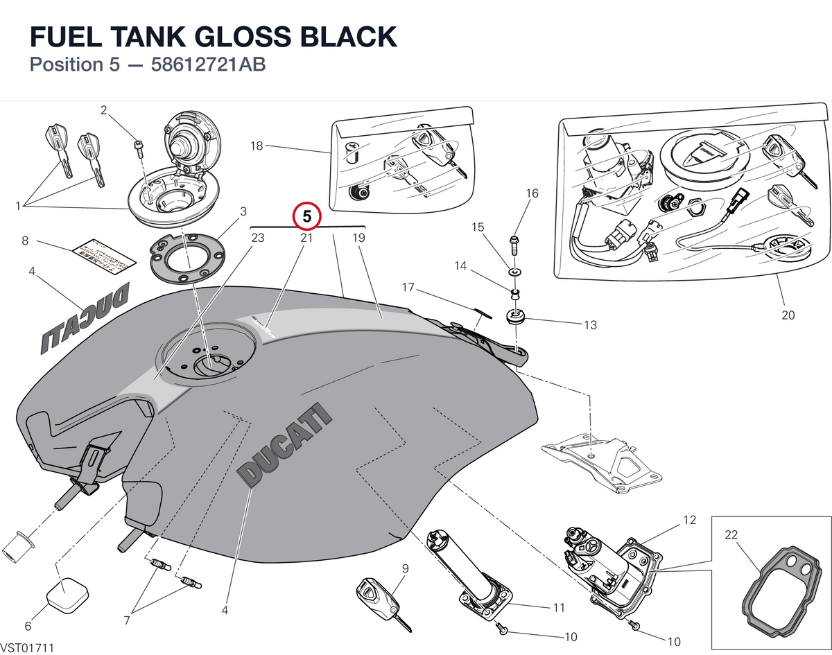 FUEL TANK GLOSS BLACK 58612721AB diagram position