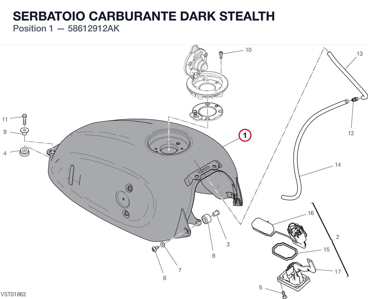 SERBATOIO CARBURANTE DARK STEALTH 58612912AK diagram position