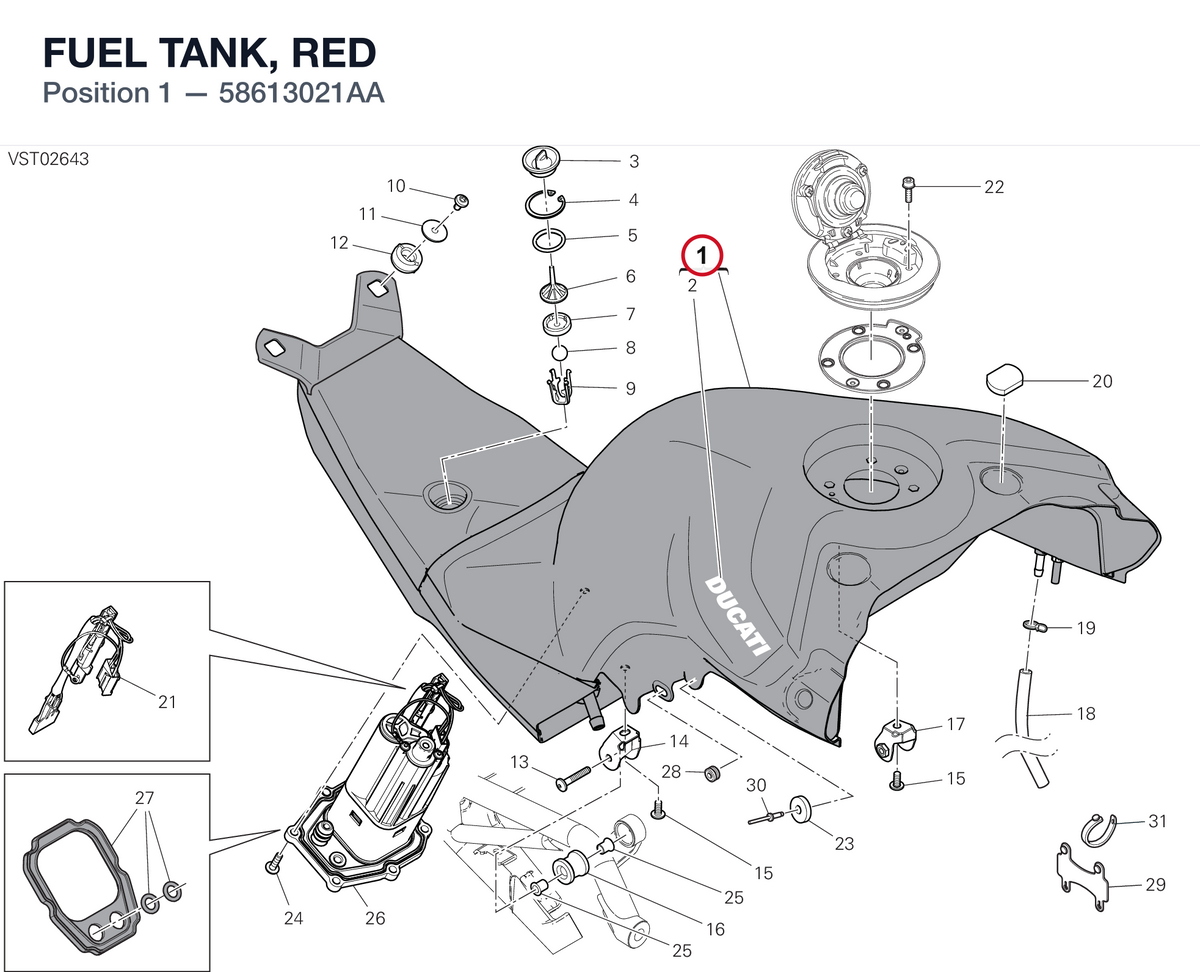 FUEL TANK, RED 58613021AA diagram position
