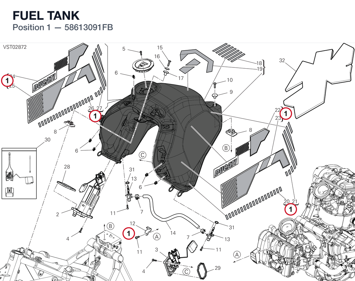 FUEL TANK 58613091FB diagram position