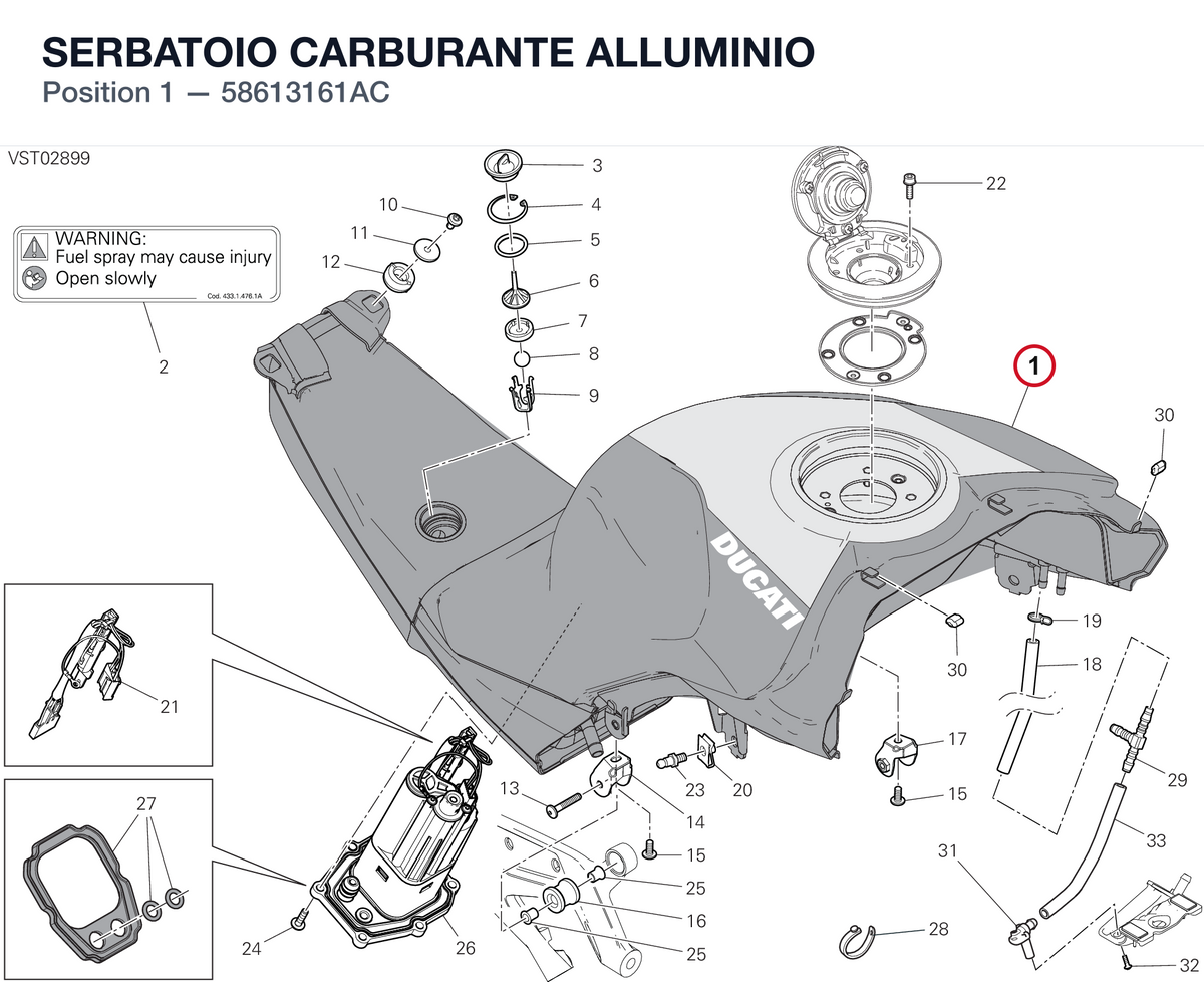 SERBATOIO CARBURANTE ALLUMINIO 58613161AC diagram position