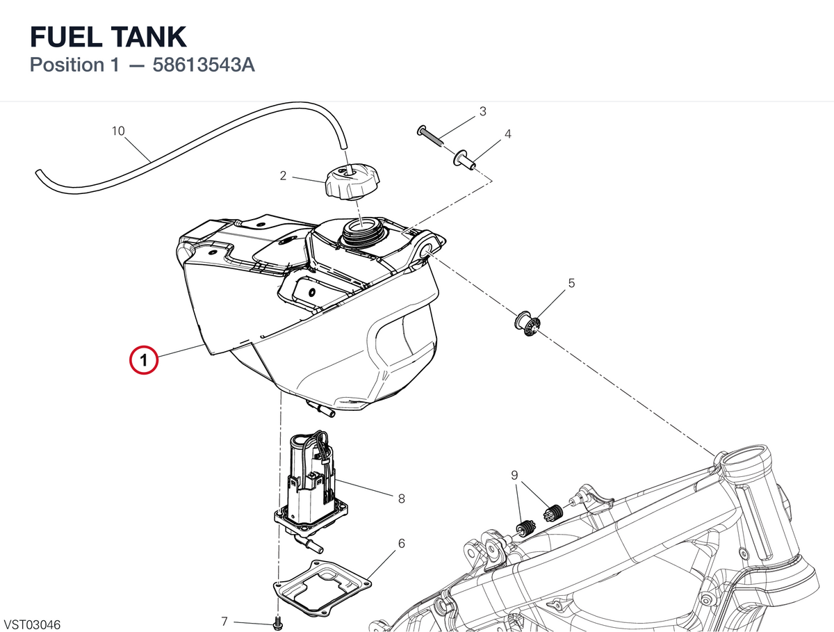 FUEL TANK 58613543A diagram position