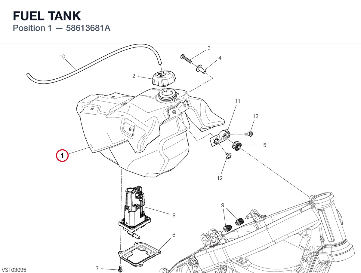 FUEL TANK 58613681A diagram position