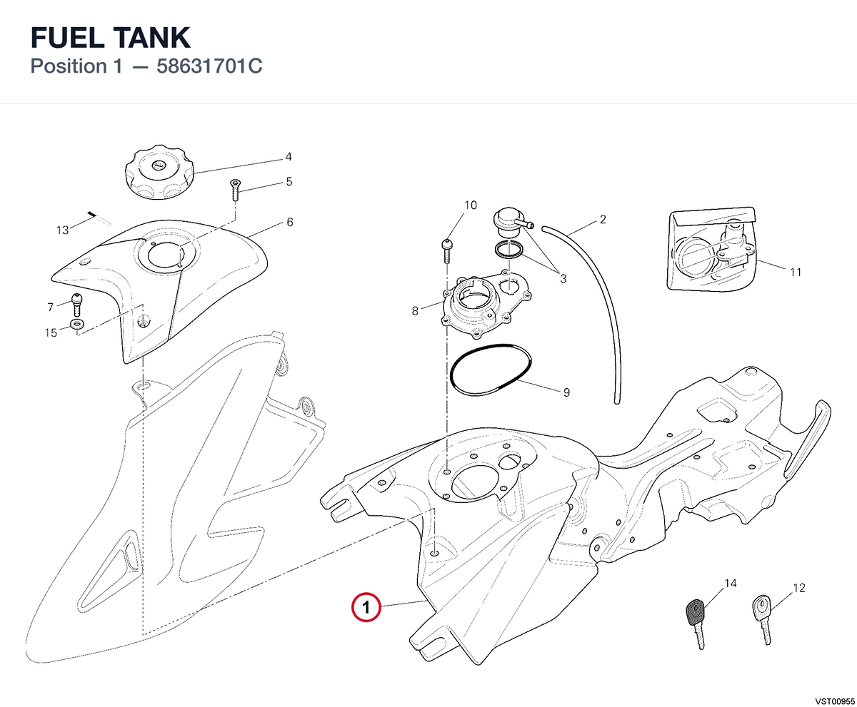 FUEL TANK 58631701C diagram position