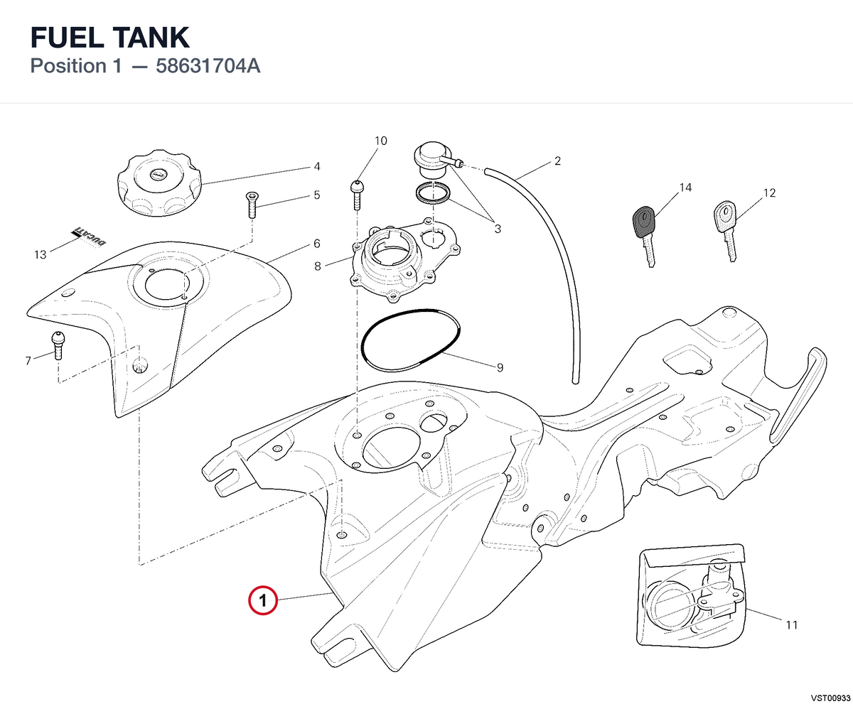 FUEL TANK 58631704A diagram position