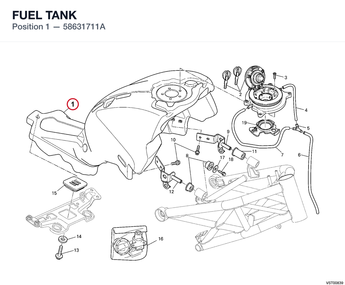 FUEL TANK 58631711A diagram position
