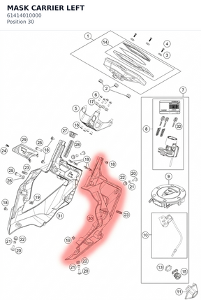 Diagram preview: MASK CARRIER LEFT (61414010000)