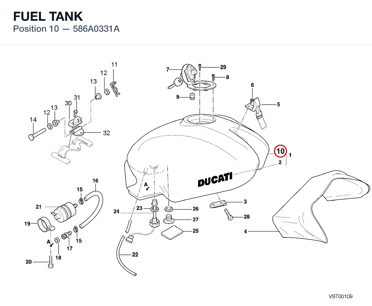 FUEL TANK 586A0331A diagram position