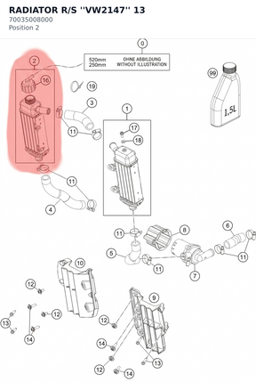 Diagram preview: RADIATOR R/S ''VW2147'' 13 (70035008000)
