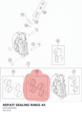 Diagram preview: REP.KIT SEALING RINGS 4X (61013019100)