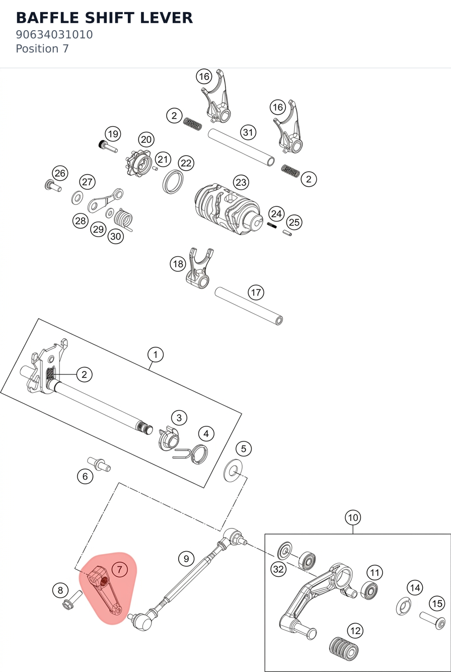 Diagram preview: BAFFLE SHIFT LEVER (90634031010)