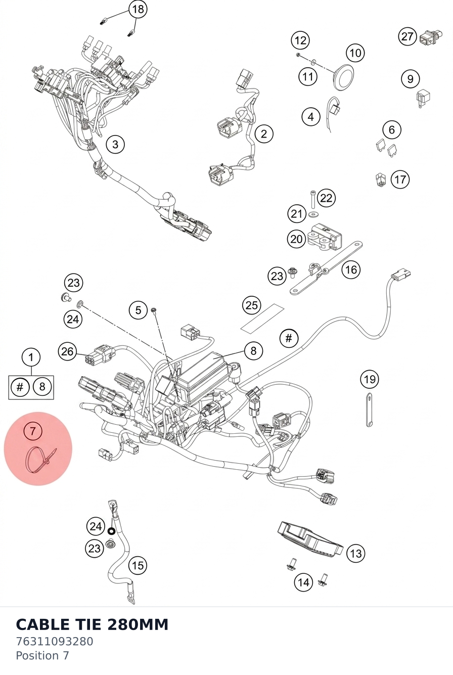 Diagram preview: CABLE TIE 280MM (76311093280)