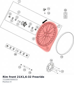Diagram preview: Rim front 21X1,6-32   Freeride (7210907000033)