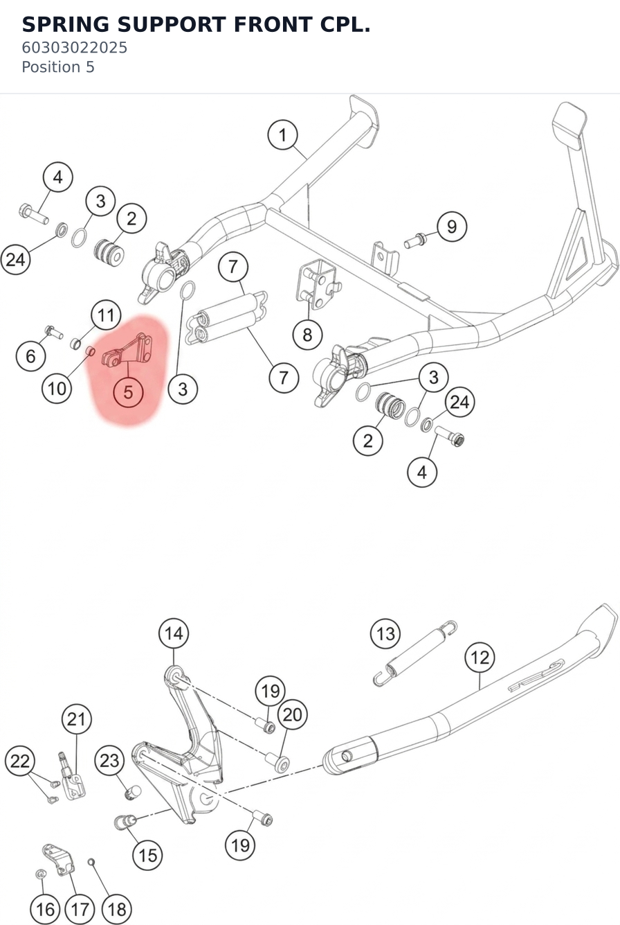 Diagram preview: SPRING SUPPORT FRONT CPL. (60303022025)