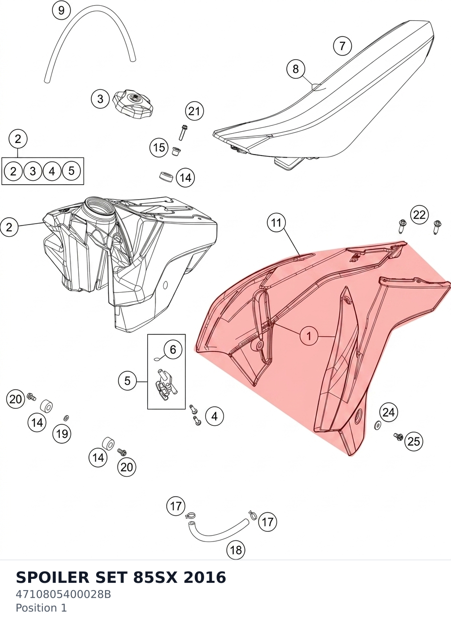 Diagram preview: SPOILER SET 85SX          2016 (4710805400028B)