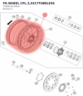Diagram preview: FR.WHEEL CPL.3,5X17TUBELESS (7500910114404)