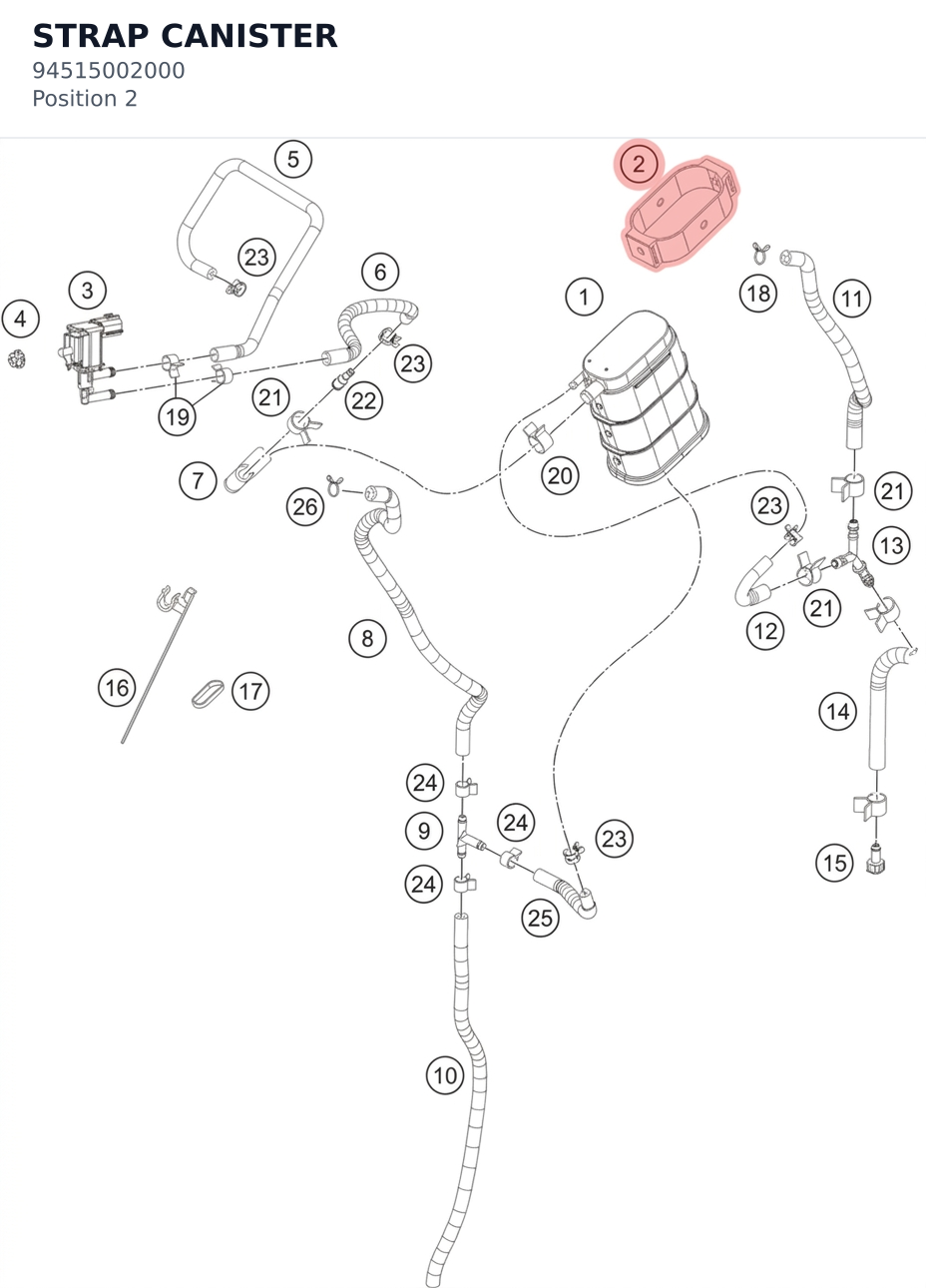 Diagram preview: STRAP CANISTER (94515002000)