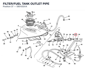 FILTER/FUEL TANK OUTLET PIPE 59010331A diagram position