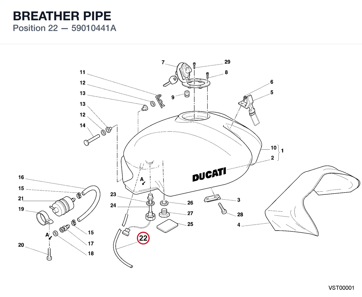 BREATHER PIPE 59010441A diagram position