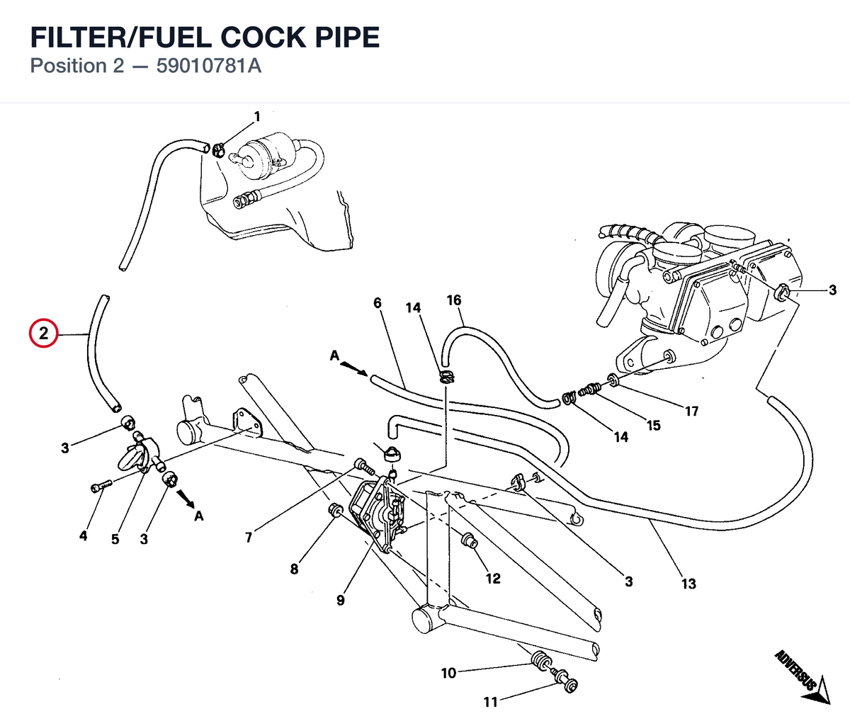 FILTER/FUEL COCK PIPE 59010781A diagram position