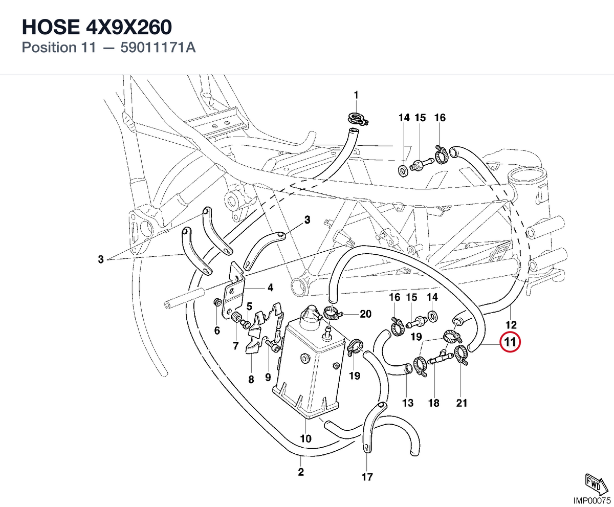 HOSE 4X9X260 59011171A diagram position