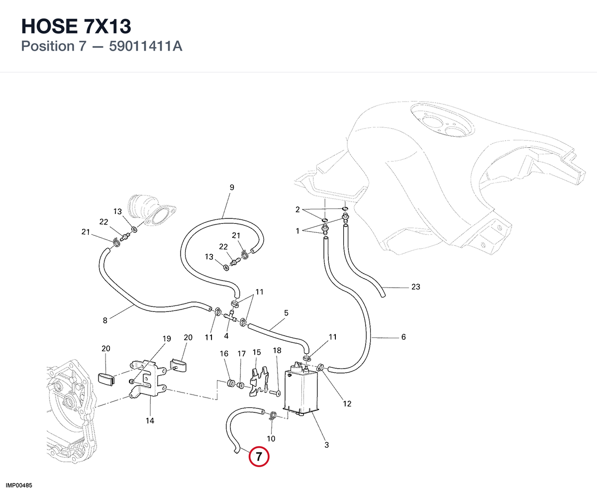 HOSE 7X13 59011411A diagram position