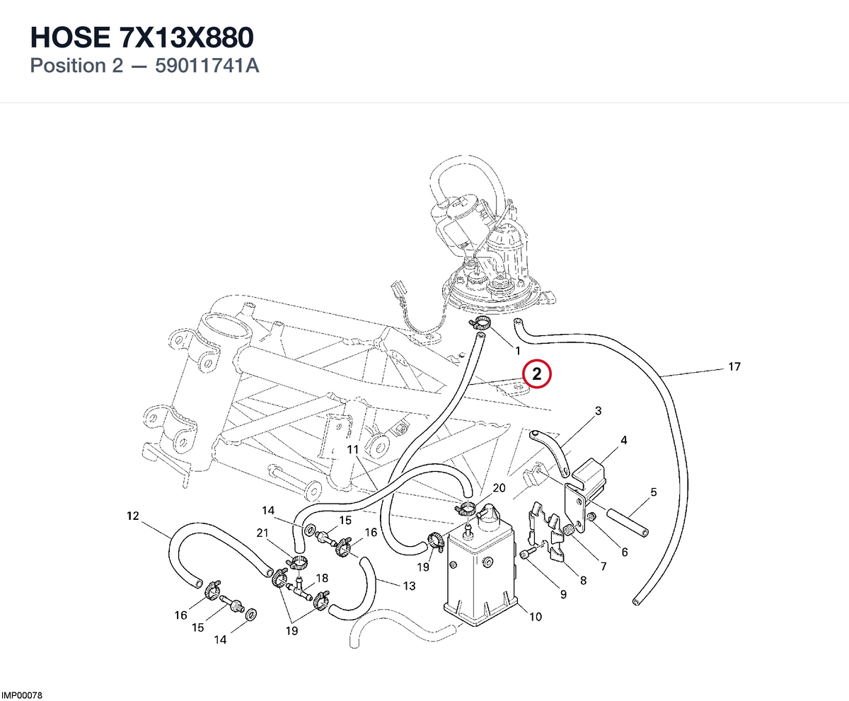 HOSE 7X13X880 59011741A diagram position