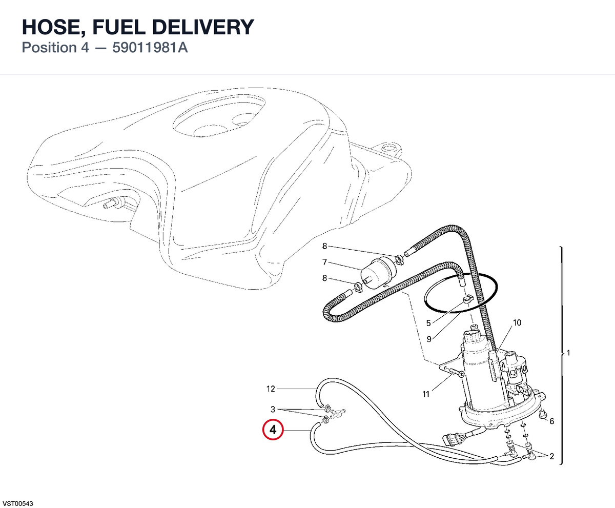 HOSE, FUEL DELIVERY 59011981A diagram position