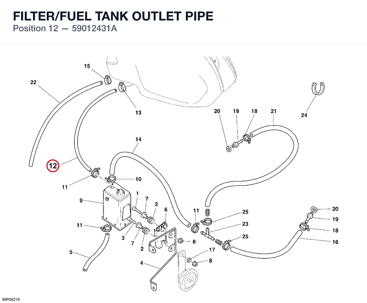 FILTER/FUEL TANK OUTLET PIPE 59012431A diagram position