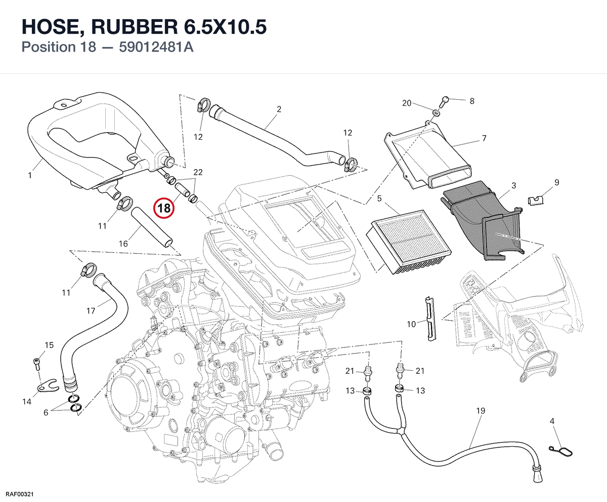 HOSE, RUBBER 6.5X10.5 59012481A diagram position