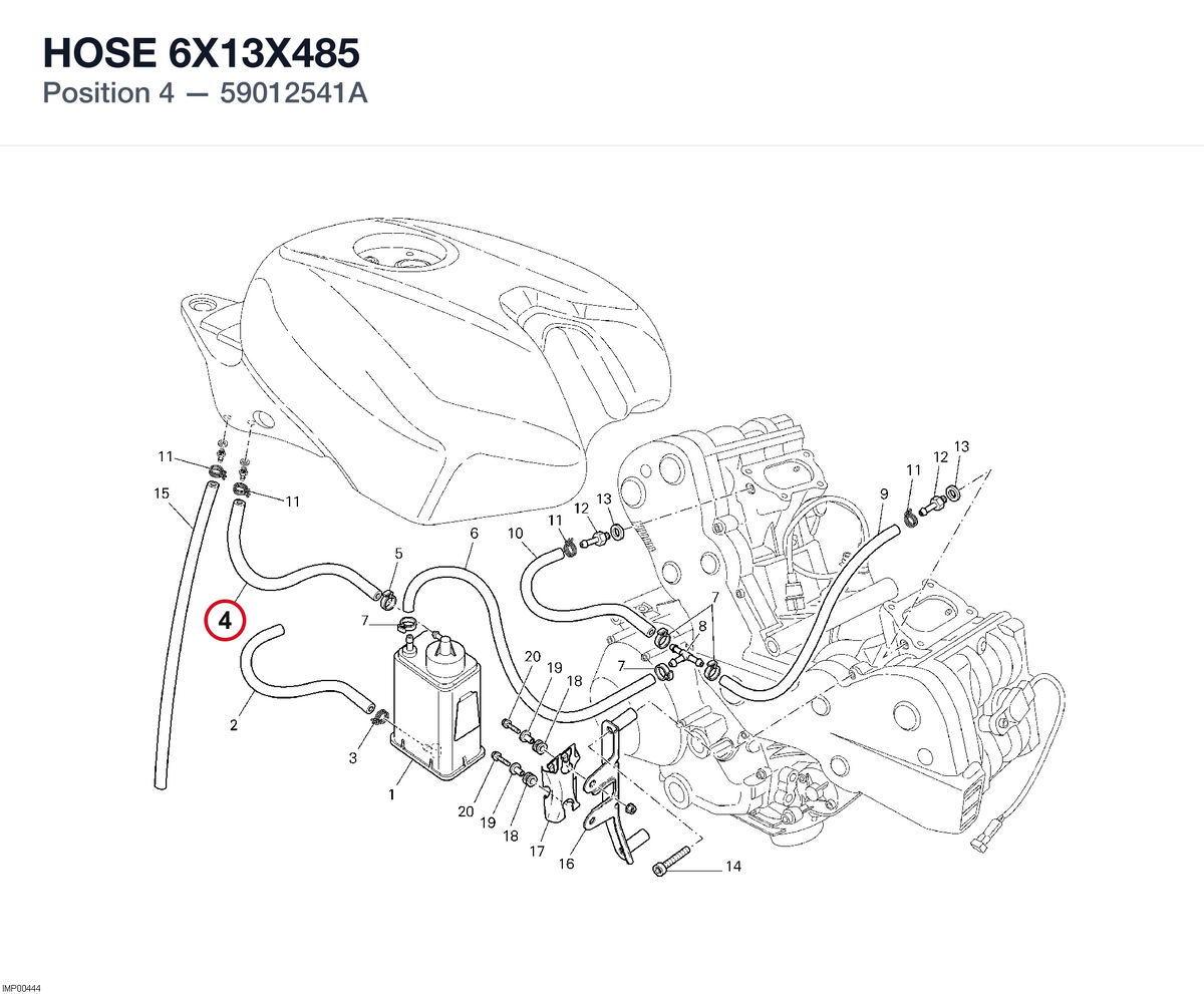 HOSE 6X13X485 59012541A diagram position
