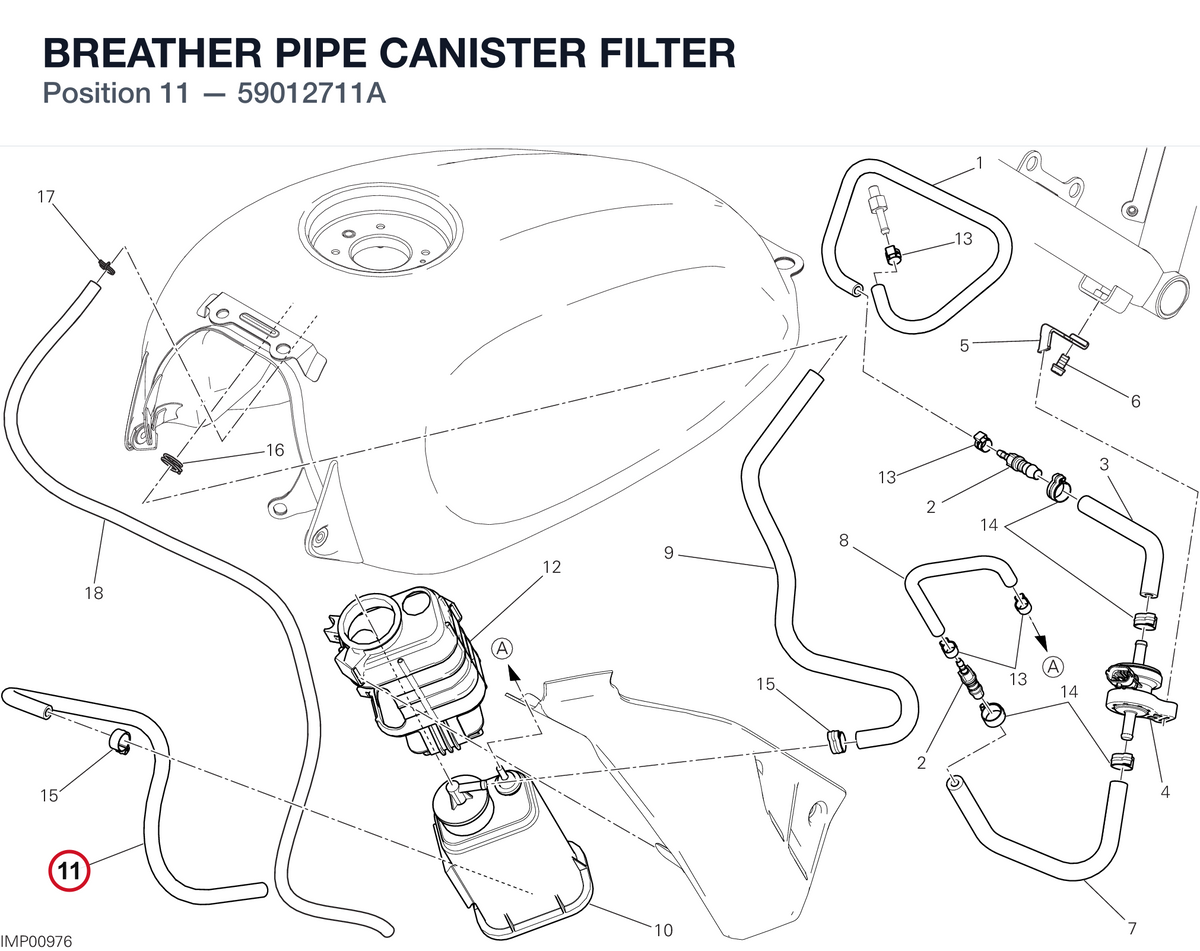 BREATHER PIPE CANISTER FILTER 59012711A diagram position