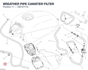 BREATHER PIPE CANISTER FILTER 59012711A diagram position