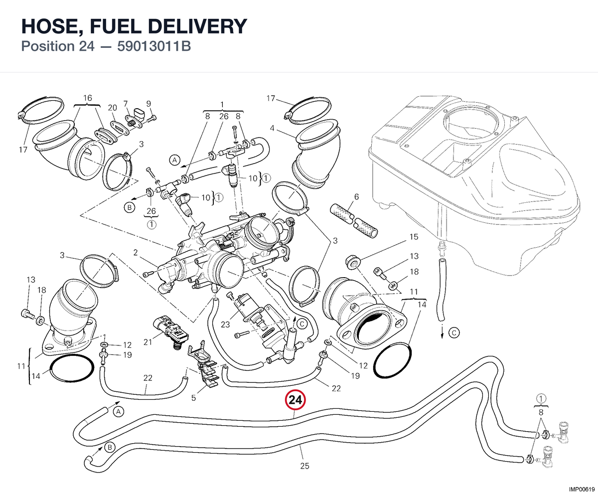 HOSE, FUEL DELIVERY 59013011B diagram position
