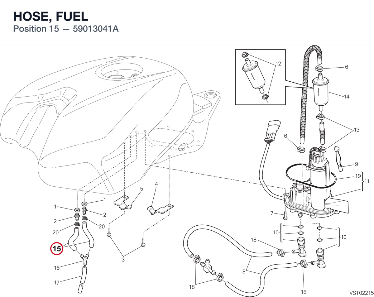 HOSE, FUEL 59013041A diagram position