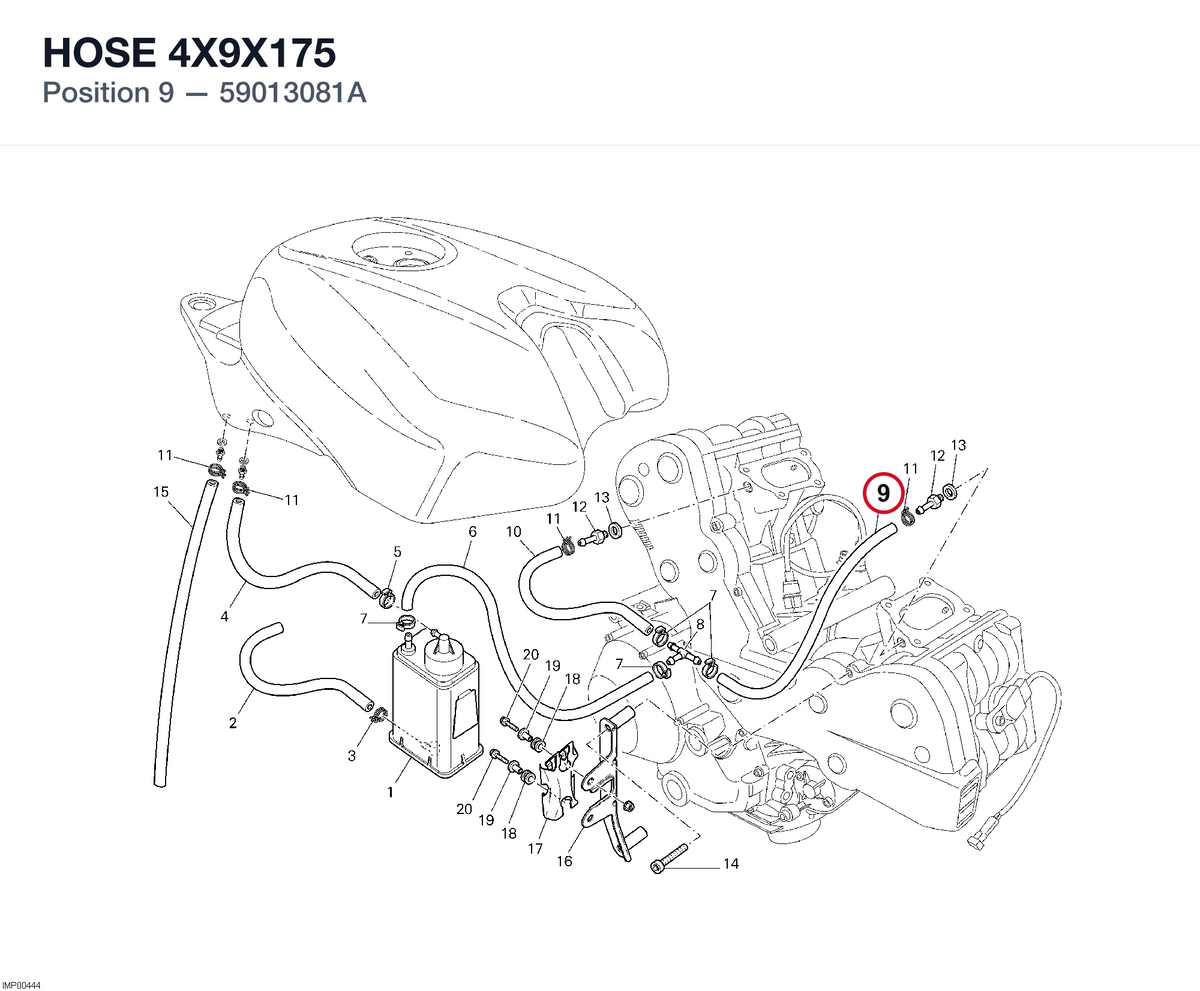 HOSE 4X9X175 59013081A diagram position