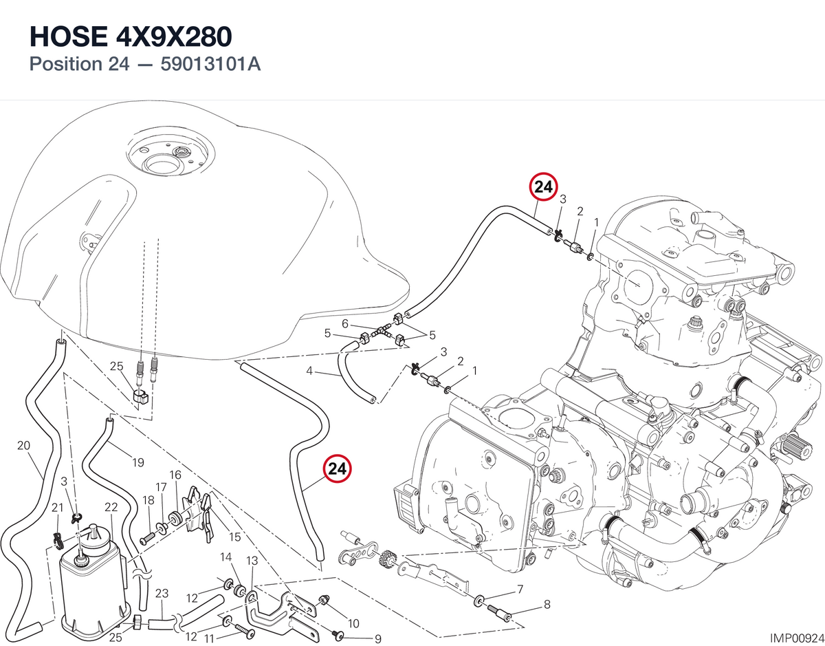 HOSE 4X9X280 59013101A diagram position
