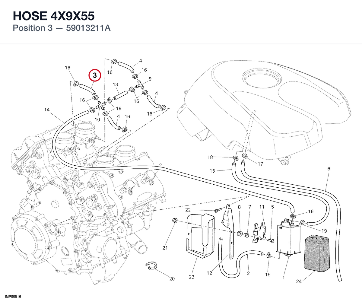 HOSE 4X9X55 59013211A diagram position