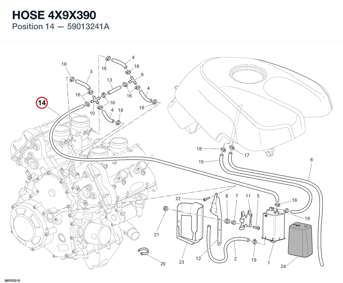 HOSE 4X9X390 59013241A diagram position