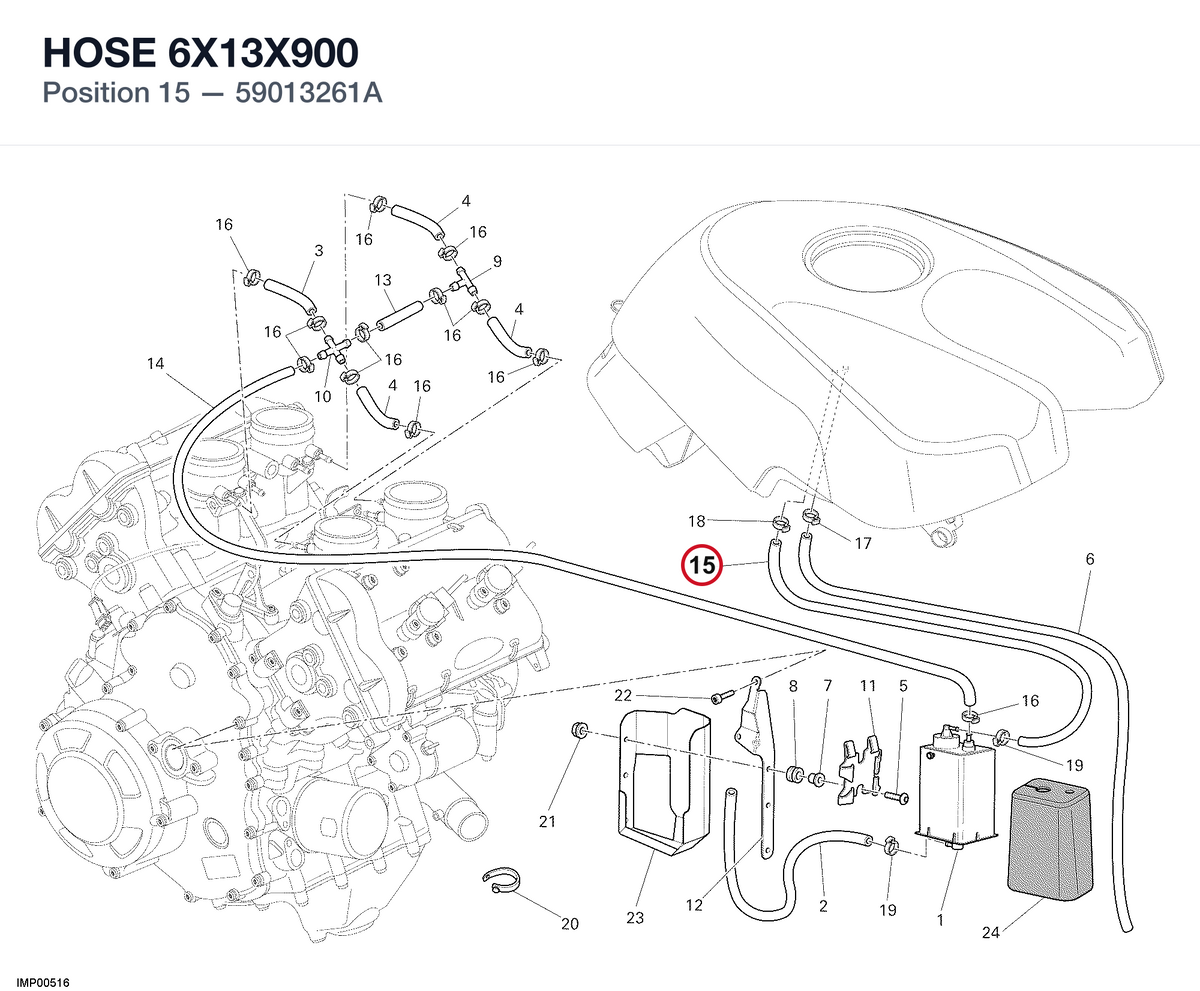 HOSE 6X13X900 59013261A diagram position
