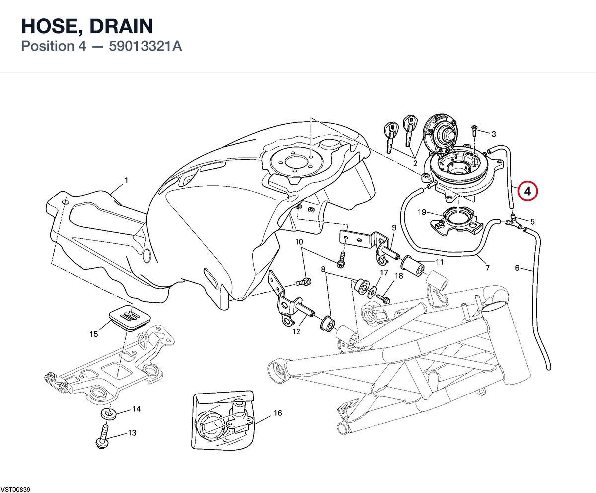 HOSE, DRAIN 59013321A diagram position
