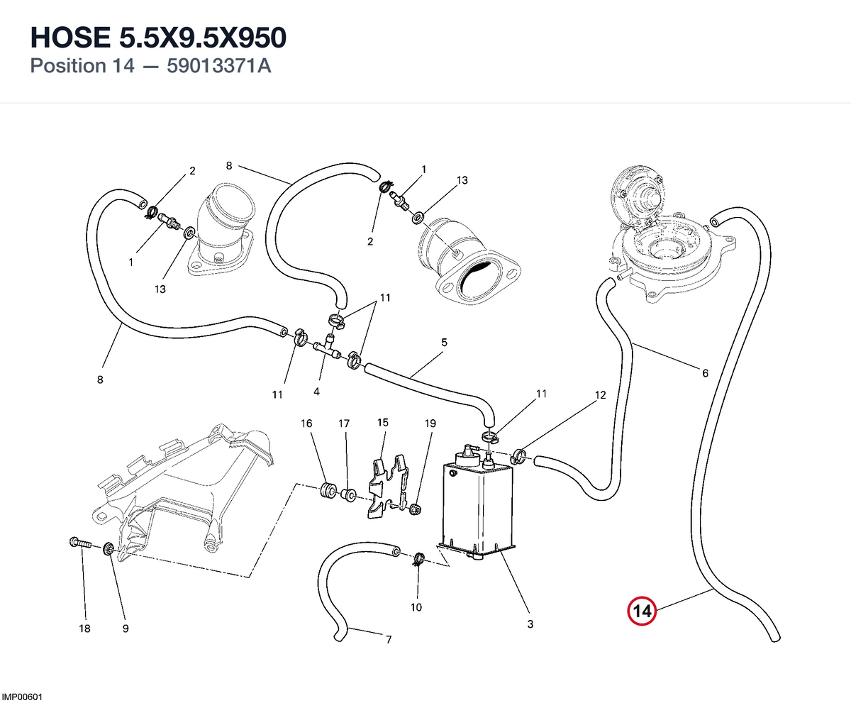 HOSE 5.5X9.5X950 59013371A diagram position