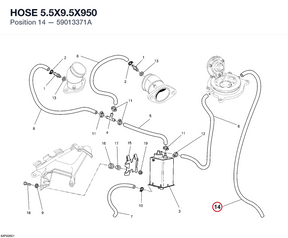 HOSE 5.5X9.5X950 59013371A diagram position